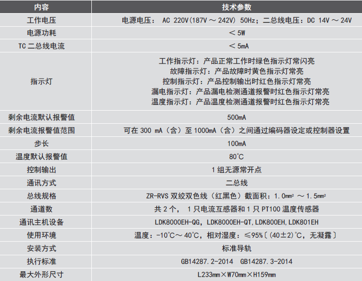 LDT9104EH組合式<a href=http://www.1000gj.cn/dianqihuozai/ target=_blank class=infotextkey>電氣火災(zāi)監(jiān)控</a>探測器參數(shù)